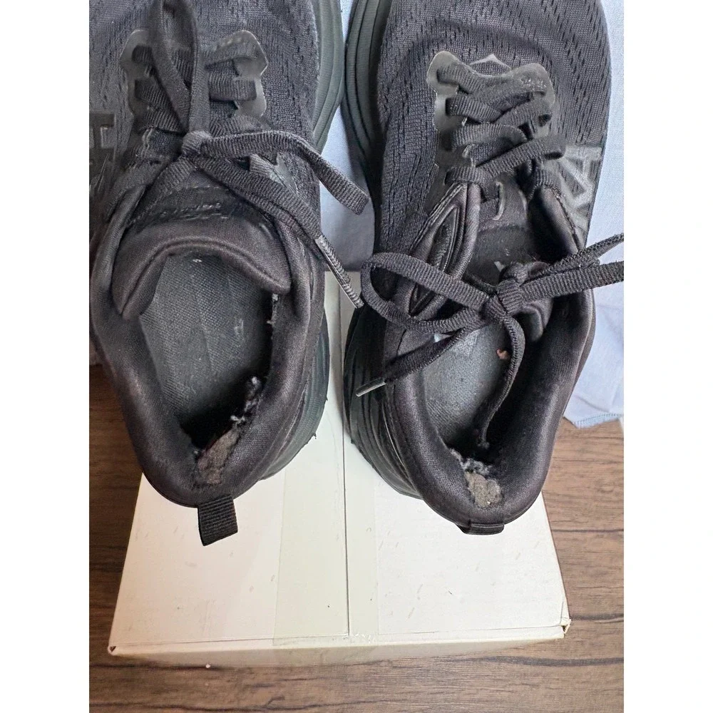 Hoka Bondi 8 Wide Black Running Shoes Womens 7D Sneakers 1127954 BBLC